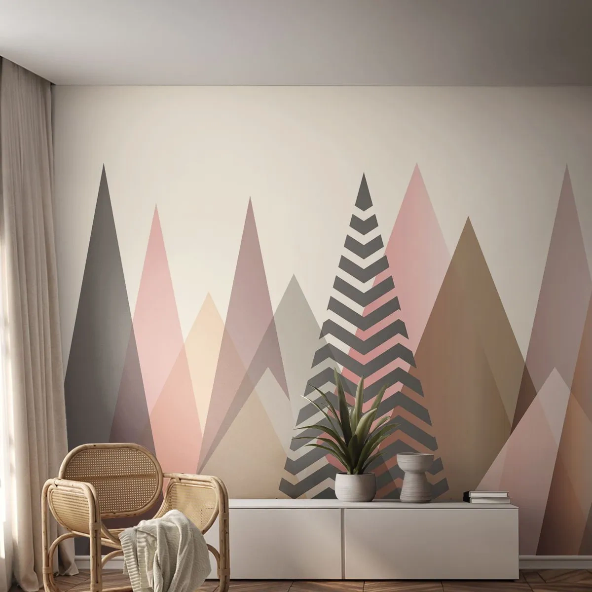 Fototapeta Standard Eco - Pyramidálny pohľad - Abstrakcia, Kus, Trojuholníky - 350x256 cm