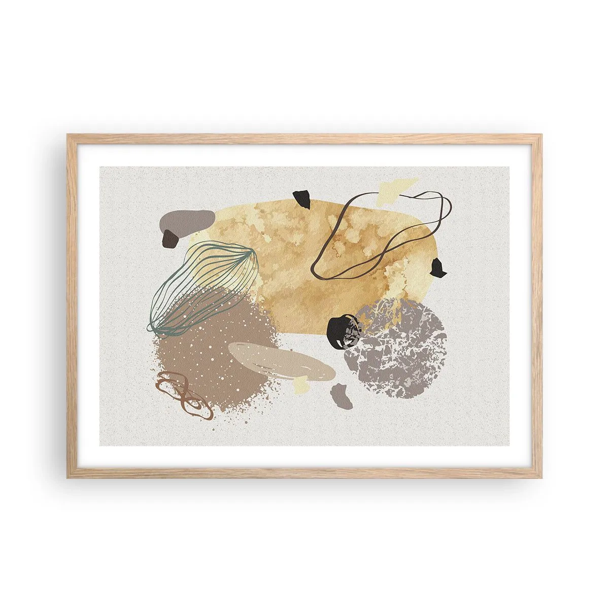 Plagát v ráme zo svetlého duba - Abstraktná slivka - 70x50 cm