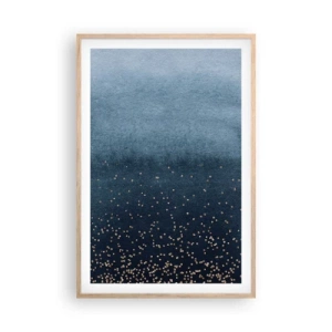 Plagát v ráme zo svetlého duba - Kompozícia – modrej fázy - 61x91 cm
