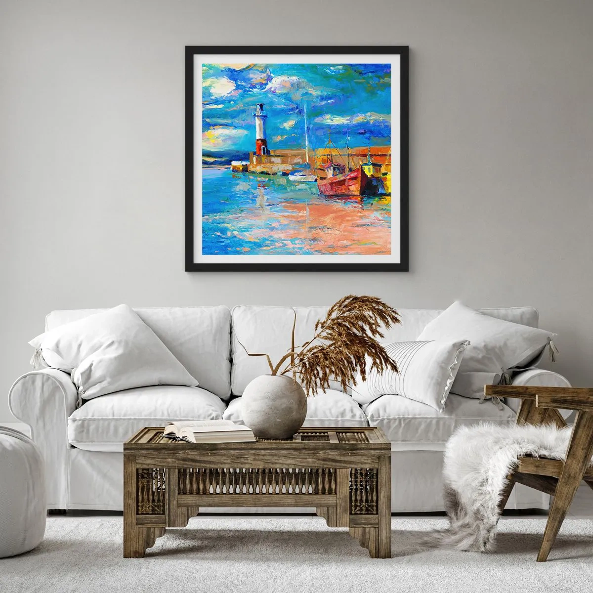 Plagát v čiernom ráme - Popoludní v dúhovom zálive - 30x30 cm