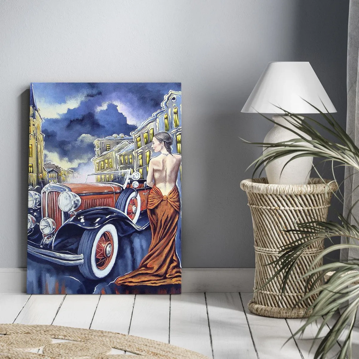 Obraz na plátne - Nokturno v modrej a koralovej - 50x70 cm