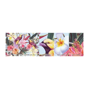 Vzorka Fototapeta Standard Eco - Plátky a pierka - Vták, Kvety, Záhrada - 100x30 cm