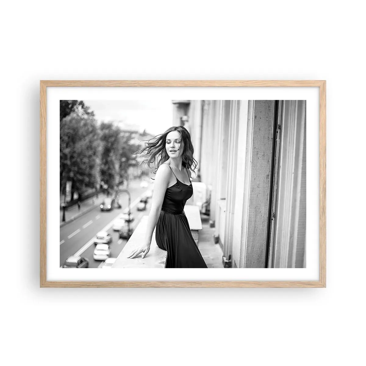 Plagát v ráme zo svetlého duba - Určite Parížanka - 70x50 cm