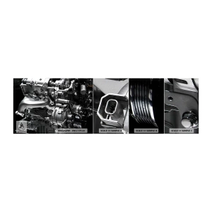 Vzorka samolepiacej fototapety Deluxe Sticker - Kovový, krásny, silný - Automobilový priemysel, Motor auta, 3D - 100x30 cm