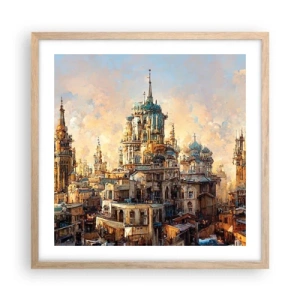 Plagát v ráme zo svetlého duba - Mesto miest - 50x50 cm