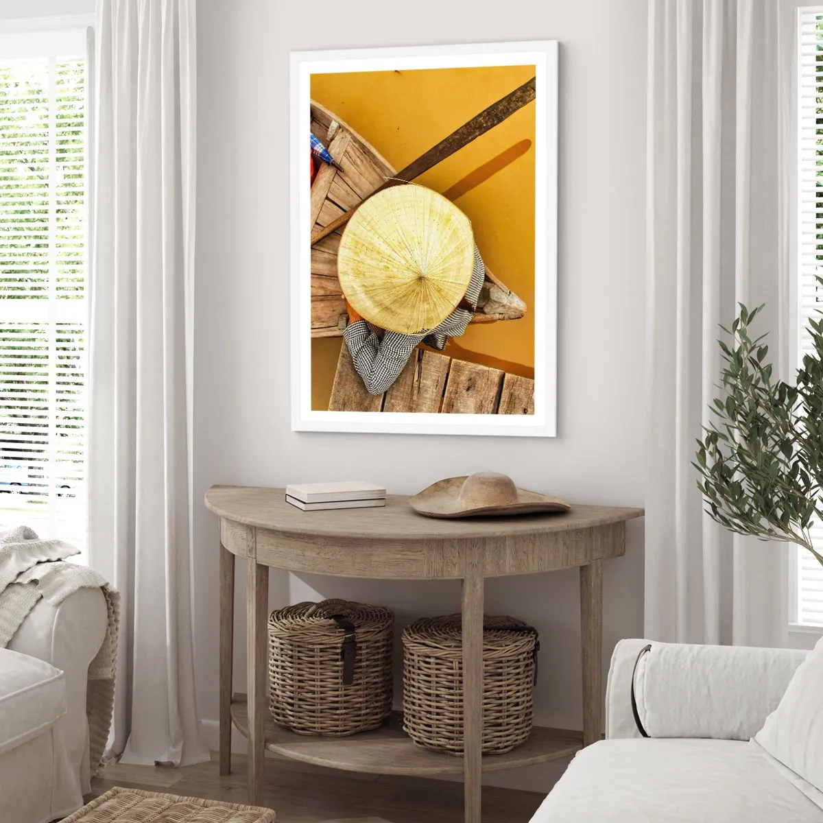 Plagát v bielom ráme - Život na žltej rieke - 61x91 cm