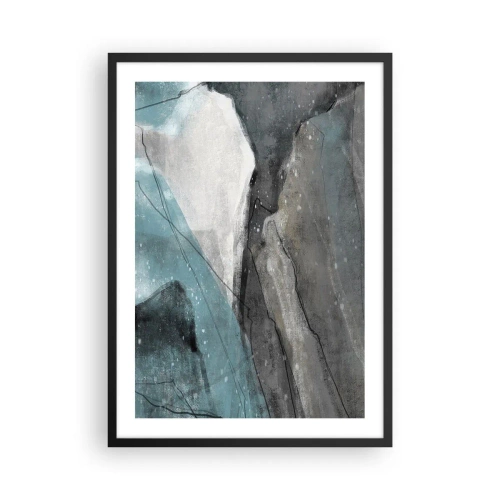 Plagát v čiernom ráme - Abstraktná kompozícia inšpirovaná horskou krajinou - 50x70cm - Abstrakcie: skaly a ľad - Moderná nástenná dekorácia do obývacej izby a spálne ARTTOR