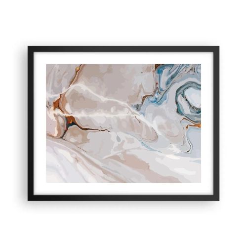 Plagát v čiernom ráme - Modré meandre pod bielou - 50x40 cm