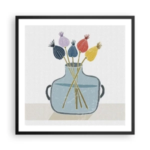 Plagát v čiernom ráme - Makové kvety - 60x60 cm