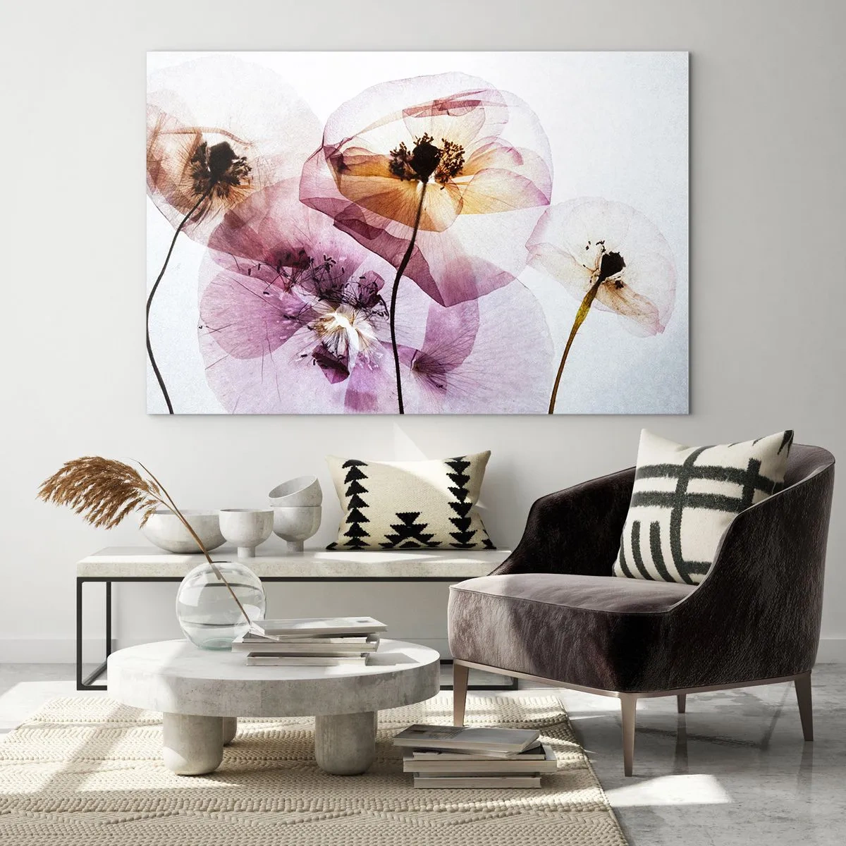 Obraz na skle - Priehľadné telá kvetín - 120x80 cm