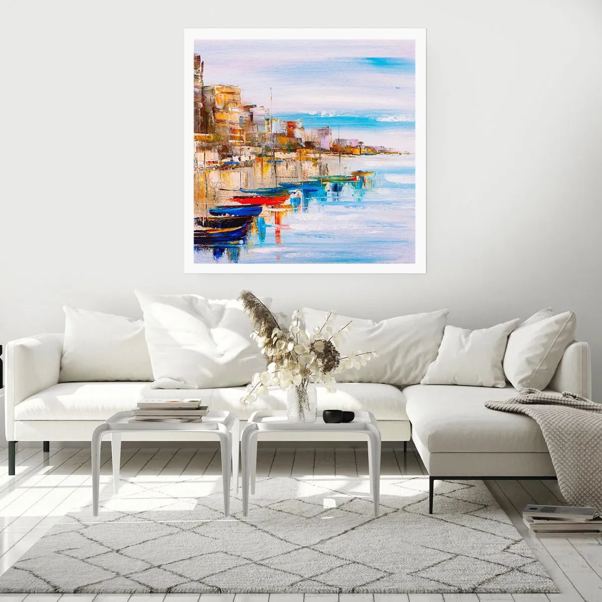 Plagát - Viacfarebný mestský prístav - 60x60 cm