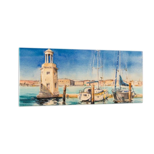 Obraz na skle - Slnečná lagúna - 100x40 cm