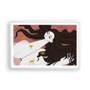 Plagát v bielom ráme - Sen o zlatom koni - 91x61 cm