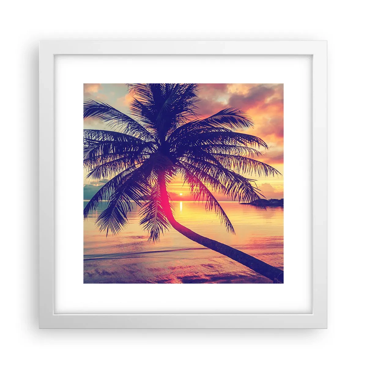 Plagát v bielom ráme - Večer pod palmami - 30x30 cm