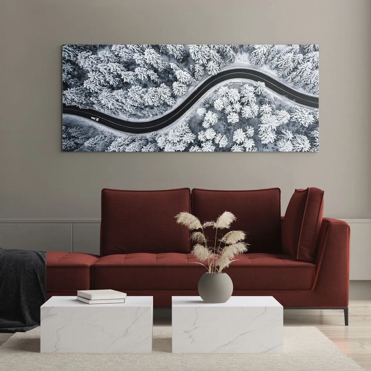 Obraz na skle - Zimným lesom - 100x40 cm