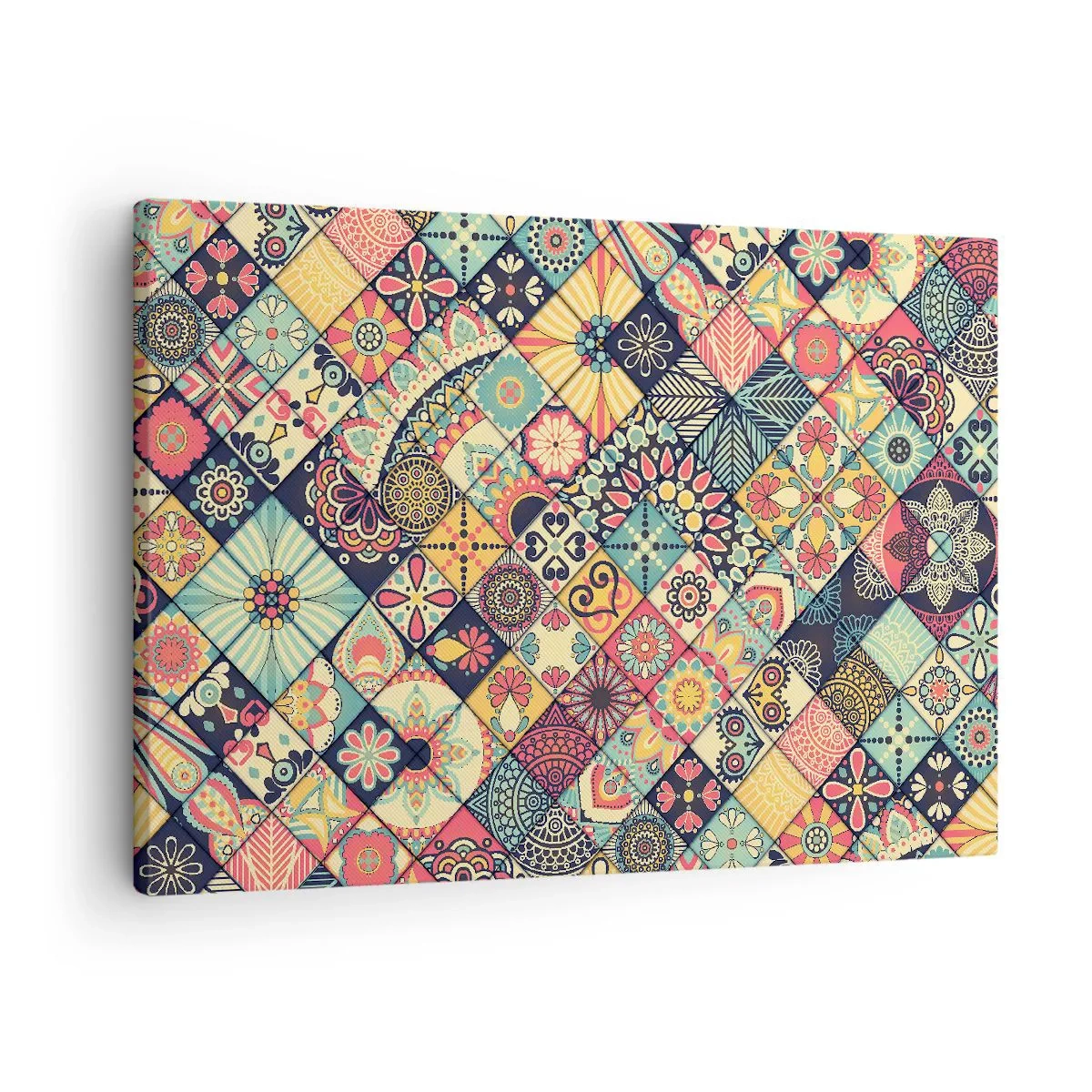 Obraz na plátne - Farebné geometrické vzory inšpirované marockým štýlom - 70x50cm - Marocká vízia - Moderná nástenná dekorácia do obývacej izby a spálne ARTTOR