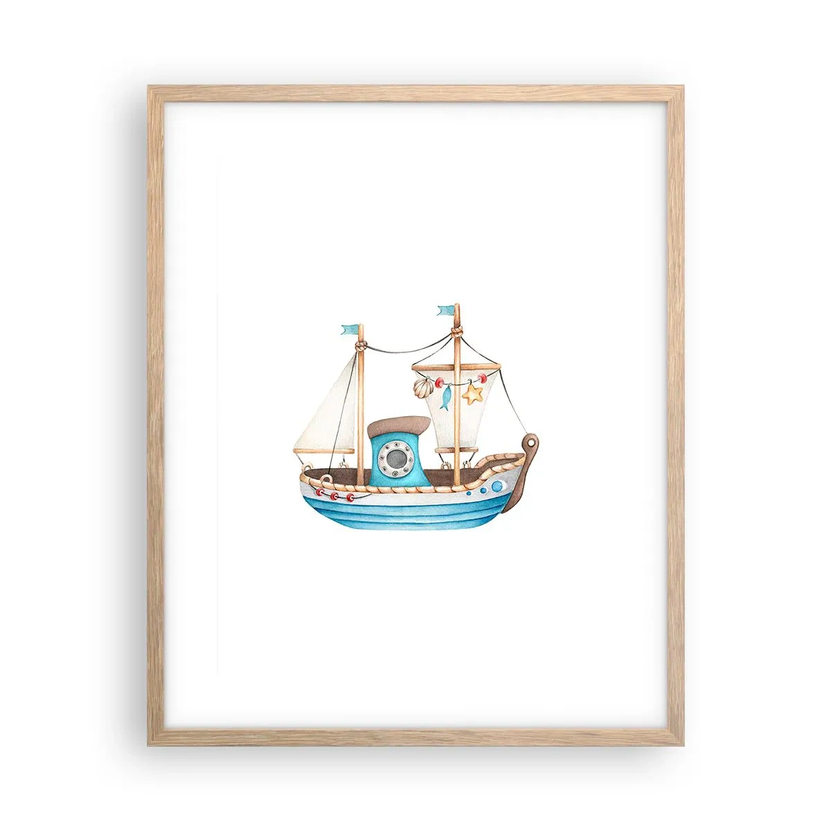 Plagát v ráme zo svetlého duba - Ahoj, dobrodružstvo! - 40x50 cm