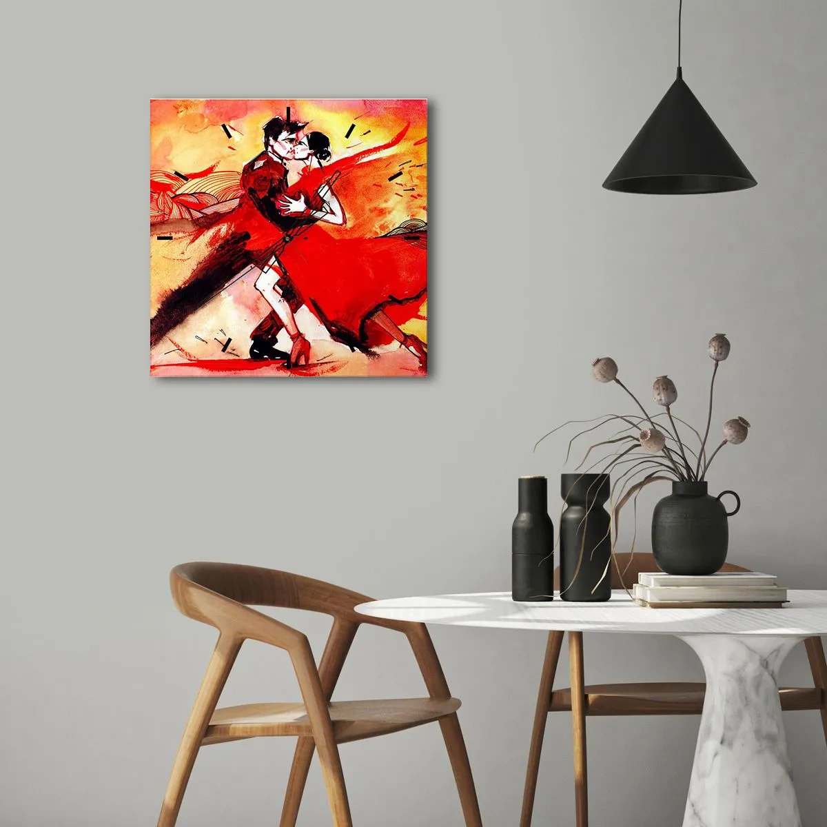 Nástenné hodiny - Purpurový rytmus náruživosti - 40x40 cm