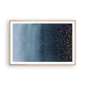 Plagát v ráme zo svetlého duba - Kompozícia – modrej fázy - 91x61 cm