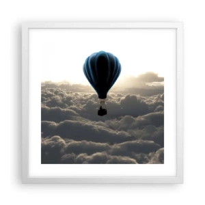 Plagát v bielom ráme - Pútnik nad oblakmi - 40x40 cm