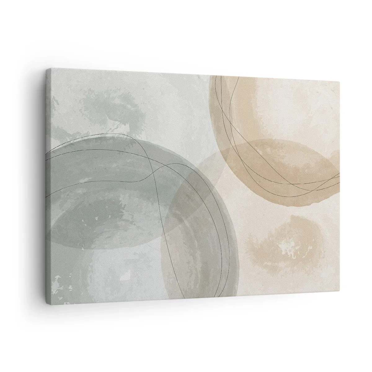 Obraz na plátne - Abstraktná kompozícia v pastelových farbách s čiarami - 70x50cm - Prenikanie svetov - Moderná nástenná dekorácia do obývacej izby a spálne ARTTOR