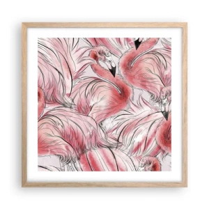 Plagát v ráme zo svetlého duba - Vtáči corps de ballet - 50x50 cm