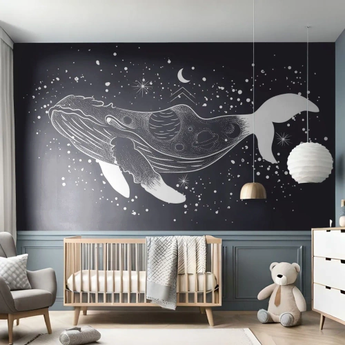 Fototapeta Standard Eco - V oceáne vesmíru - Abstrakcia, Veľryba, Čierna a biela - 350x256 cm