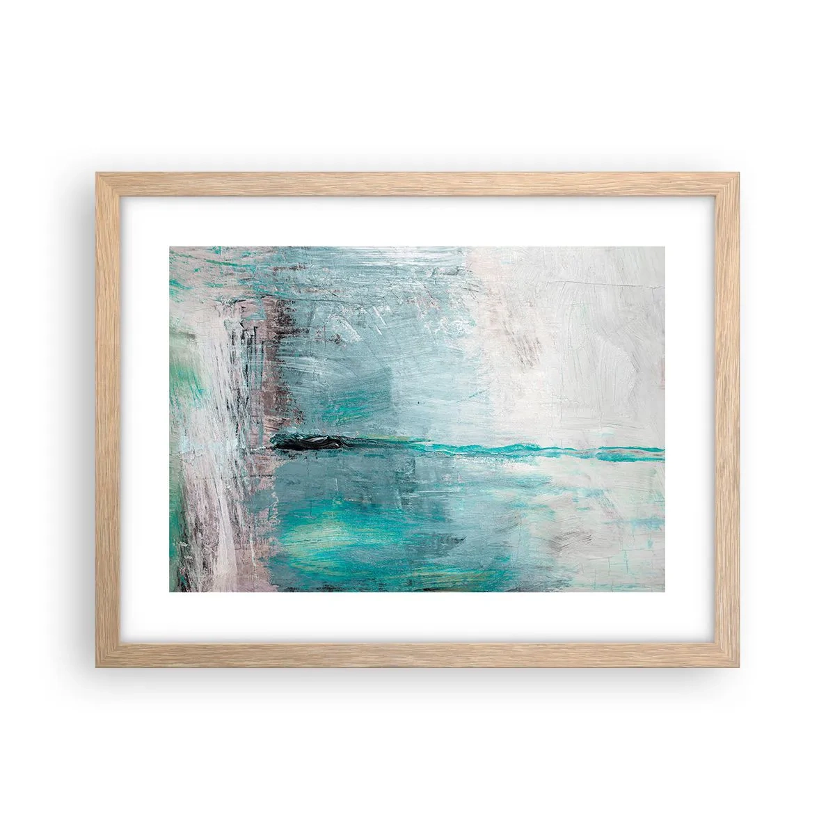 Plagát v ráme zo svetlého duba - Horizontálne v modrej - 40x30 cm
