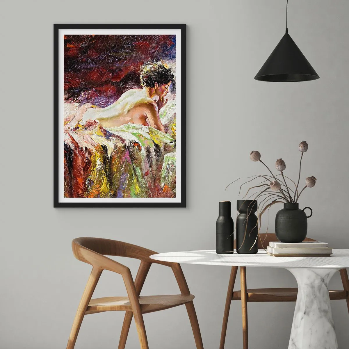 Plagát v čiernom ráme - Zamyslená Venuša - 40x50 cm
