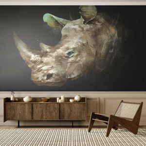 Samolepiaca Fototapeta Deluxe Sticker - Skutočne mužná sila - Abstrakcia, Nosorožec, Zvieratá - 200x140 cm