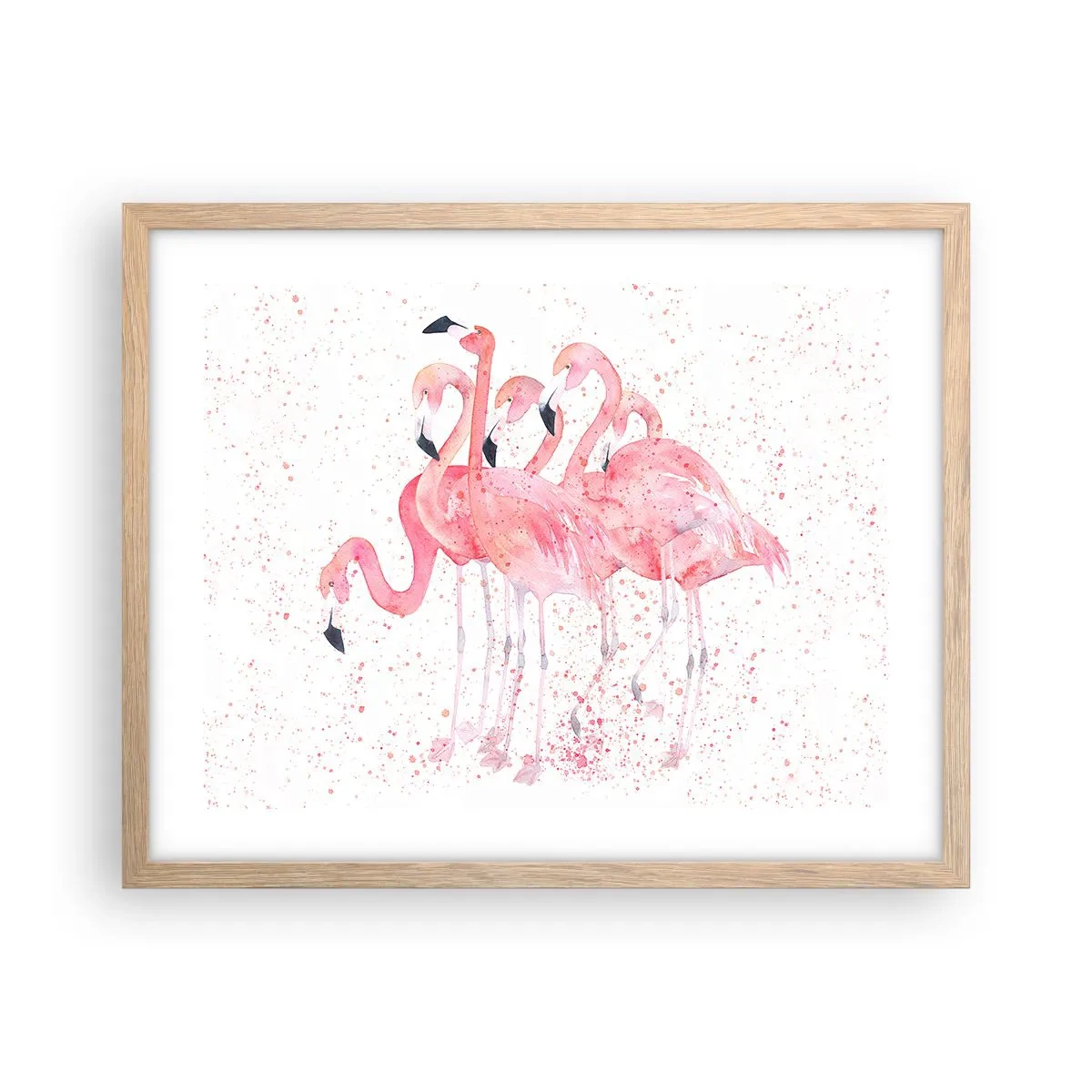 Plagát v ráme zo svetlého duba - Ružový ansámbl - 50x40 cm