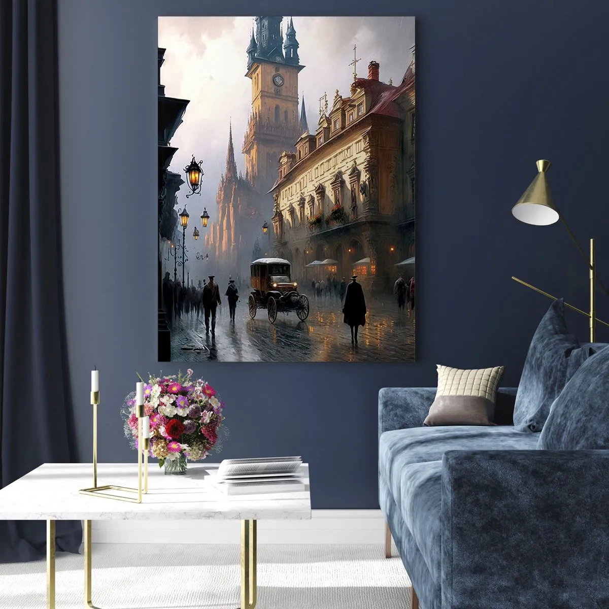 Obraz na skle - Kúzlo pražského večera - 50x70 cm