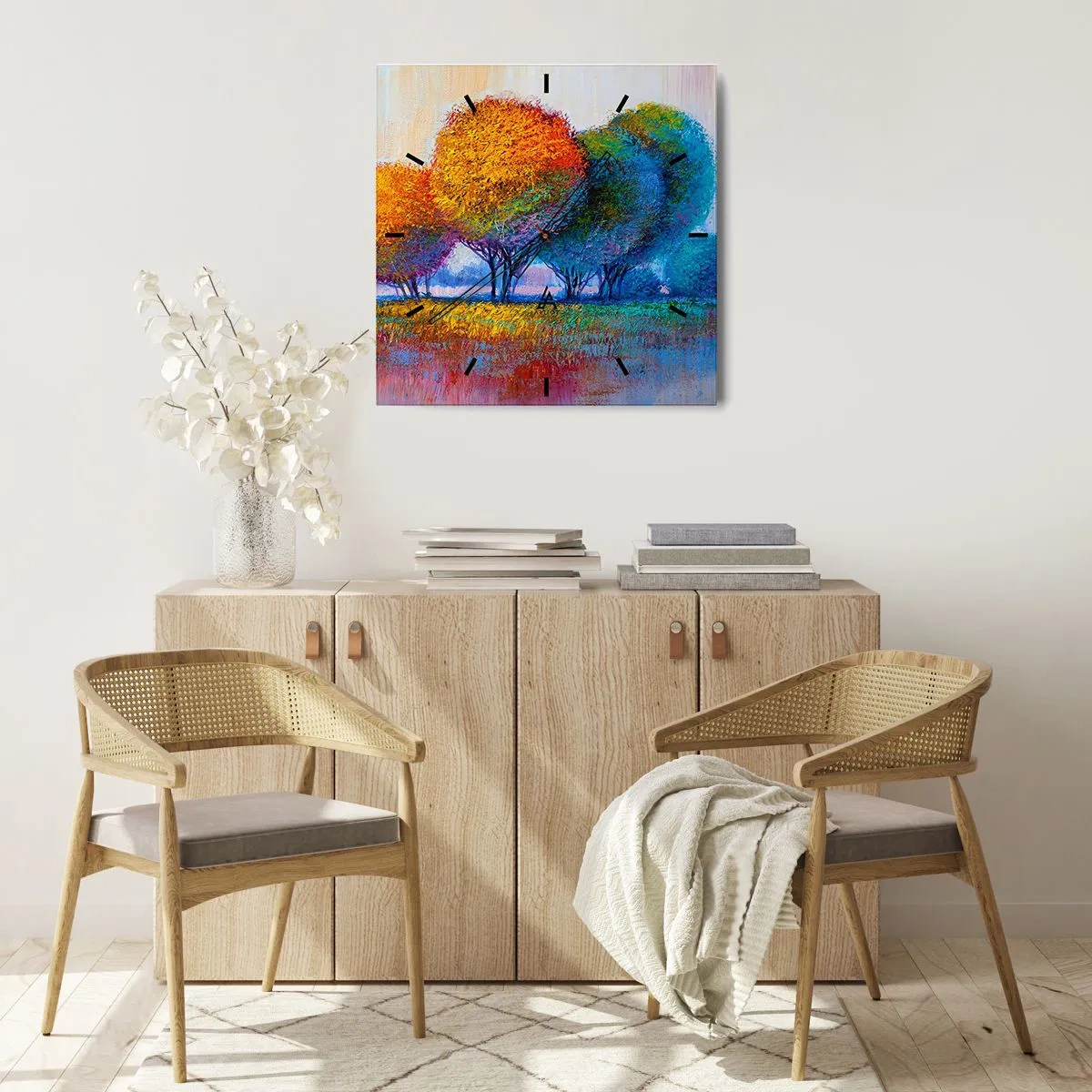 Nástenné hodiny - Trs žiarivých farieb - 30x30 cm