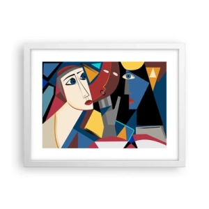 Plagát v bielom ráme - Konverzácia kubistov - 40x30 cm