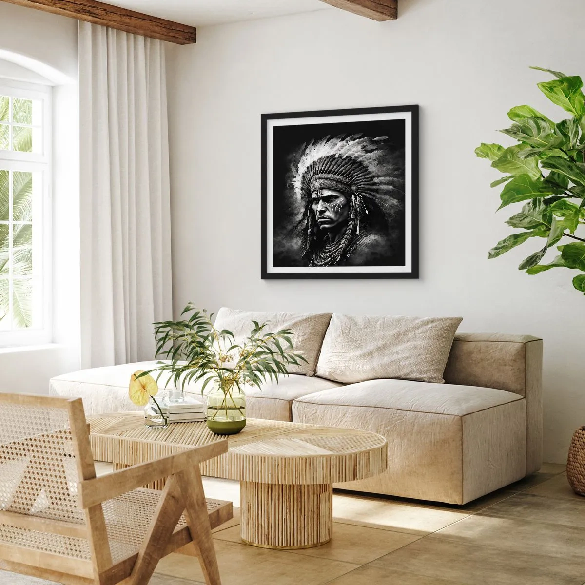 Plagát v čiernom ráme - Vodca a bojovník - 40x40 cm