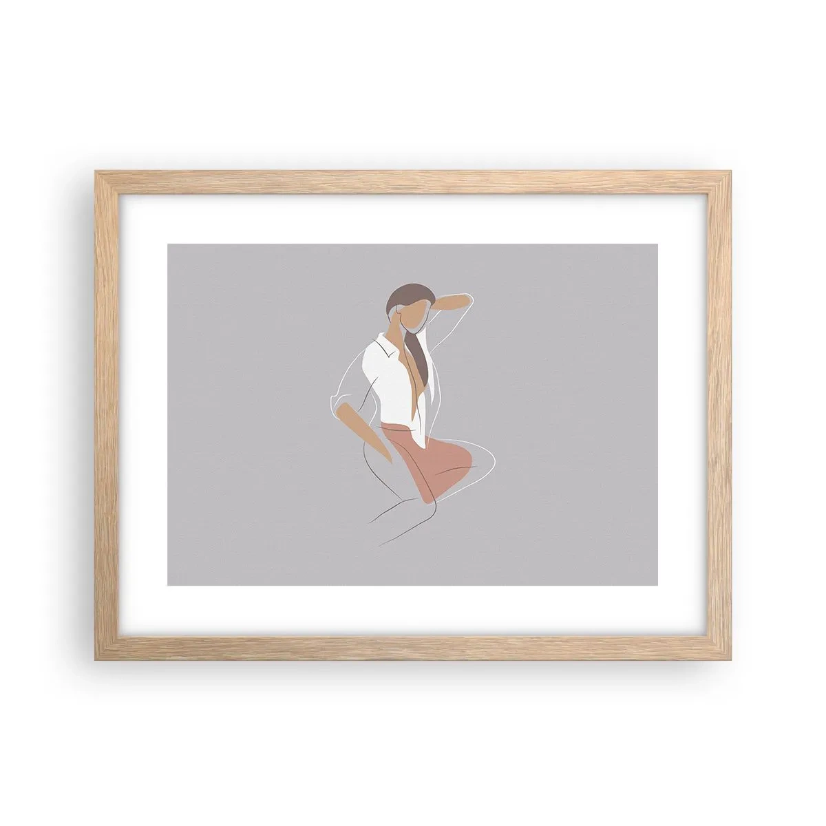 Plagát v ráme zo svetlého duba - Obrys pôvabu - 40x30 cm