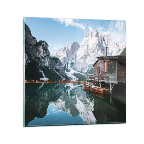 Obraz na skle - Kryštalické, horské ráno - 50x50 cm