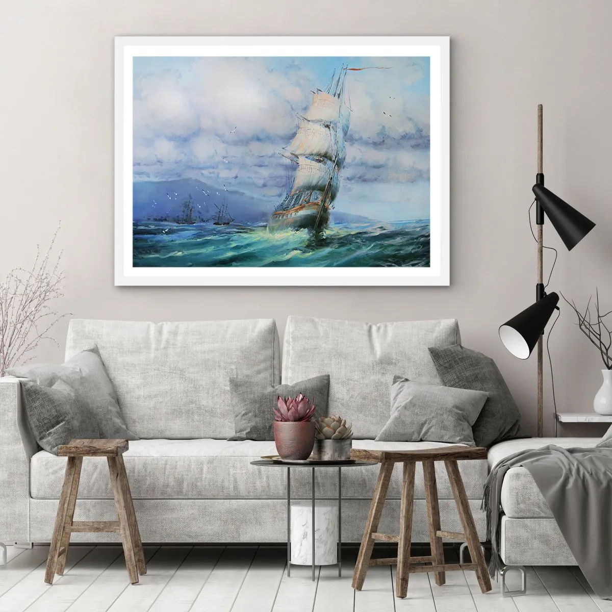 Plagát v bielom ráme - Šťastnú cestu - 50x40 cm