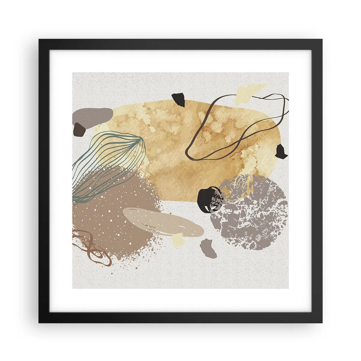 Plagát v čiernom ráme - Abstraktná slivka - 40x40 cm