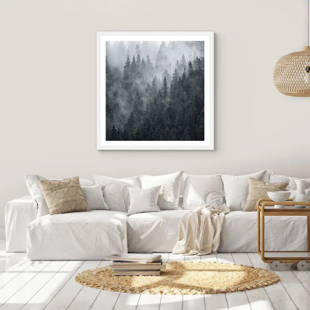 Plagát v bielom ráme - Lesné svitania - 60x60 cm