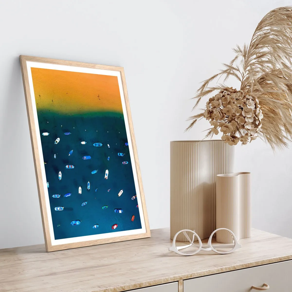 Plagát v ráme zo svetlého duba - Prázdninová hra - 30x40 cm