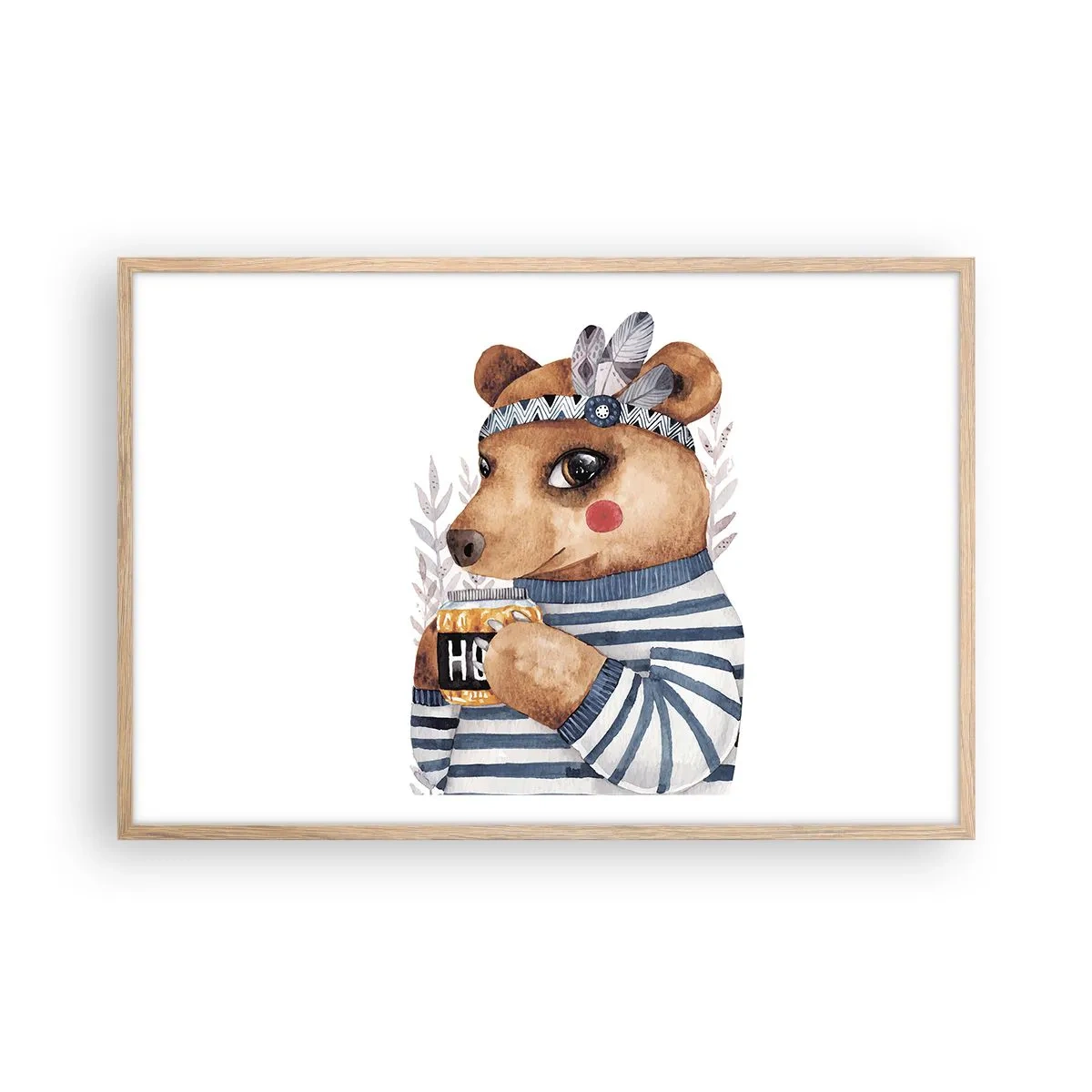 Plagát v ráme zo svetlého duba - Sladký medvedík - 91x61 cm