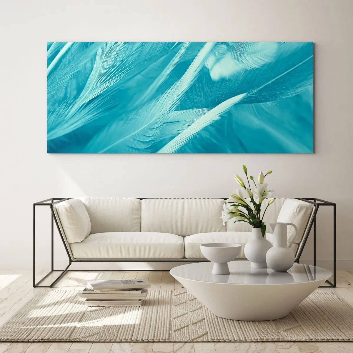 Obraz na skle - Utopiť sa v páperí - 140x50 cm