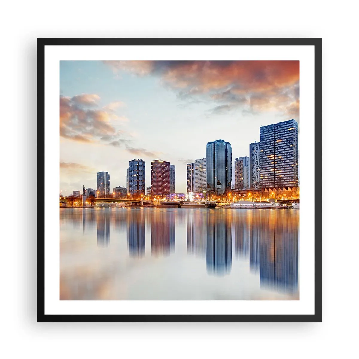 Plagát v čiernom ráme - Monumentálny pokoj Paríža - 60x60 cm