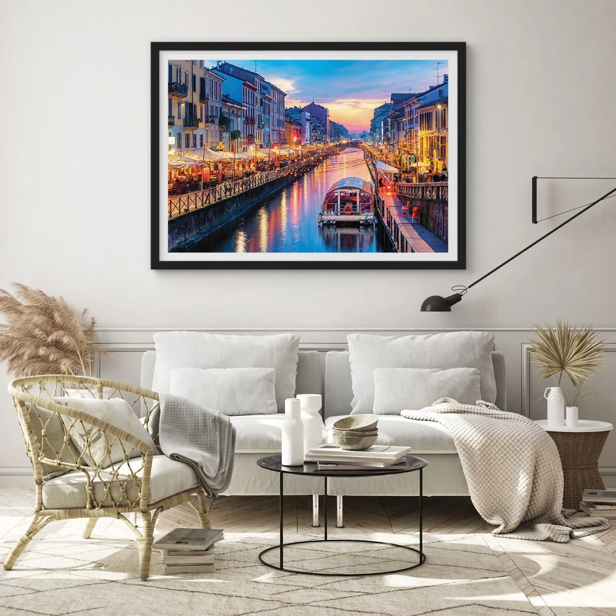 Plagát v čiernom ráme - Večer plný svetla a zábavy - 91x61 cm