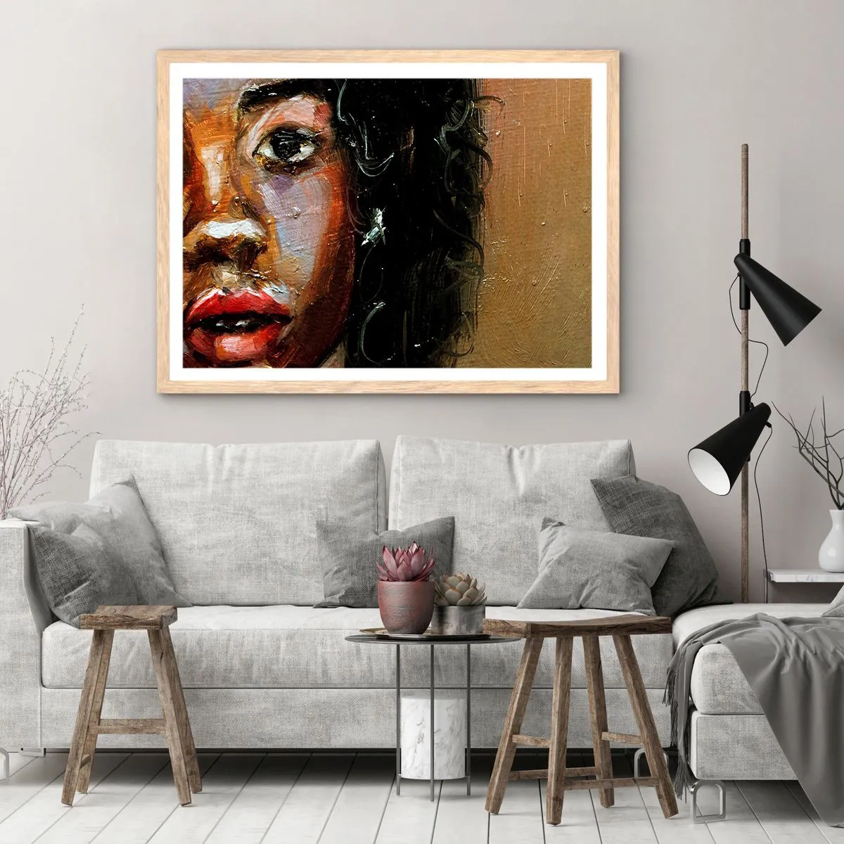 Plagát v ráme zo svetlého duba - Čierna a jas - 100x70 cm