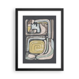 Plagát v čiernom ráme - Abstrakcia v predkolumbovskom duchu - 30x40 cm