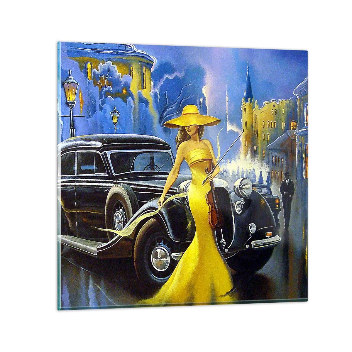 Obraz na skle - Nokturno pre husle a lásku - 70x70 cm