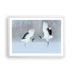 Plagát v bielom ráme - Tanec v hmle - 70x50 cm