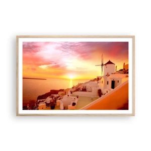 Plagát v ráme zo svetlého duba - Rozplynúť sa v bielej a zlatej - 91x61 cm